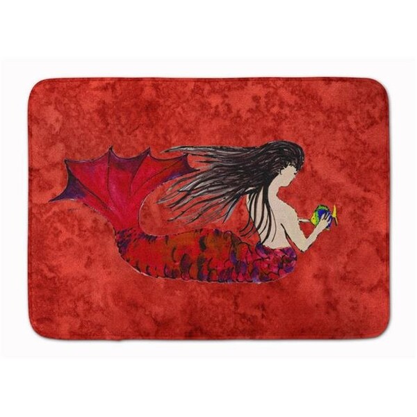 Carolines Treasures Carolines Treasures 8726RUG Black Haired Mermaid on Red Machine Washable Memory Foam Mat 8726RUG - main